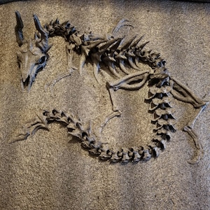 Articulated Dragon Skeleton  24i nch Black Carbon Fiber Infused  fidget flexi designed by @doll_maker_spb