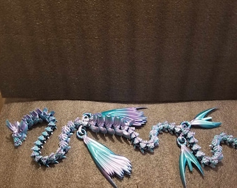 Articulated Dragon 52 inch Aqua Deep Sea  Dragon designed by Shakaworld3d 3d printed dragon flexi fidget dragon flexy Year of the Dragon