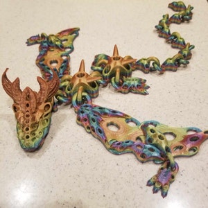 Articulated Dragon fidget flexy Winged Horned Sproket articulated Dragon flexi  designed by Shakaworld3d