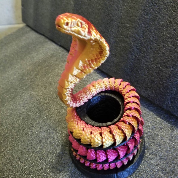 Articulated Cobra Snake Flexi Fidget Cobra Snake and pencil/pen holder base designed by Mcgybeer- Authorized Seller