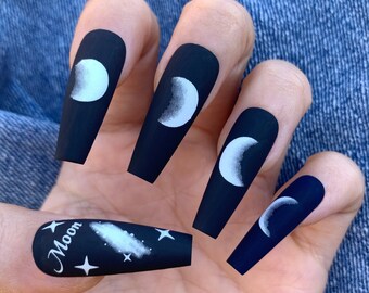 Half Moon Fake Nails Etsy Half Moon Fake Nails Etsy
