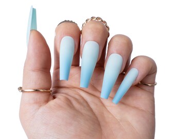 Baby Blue Nails Etsy