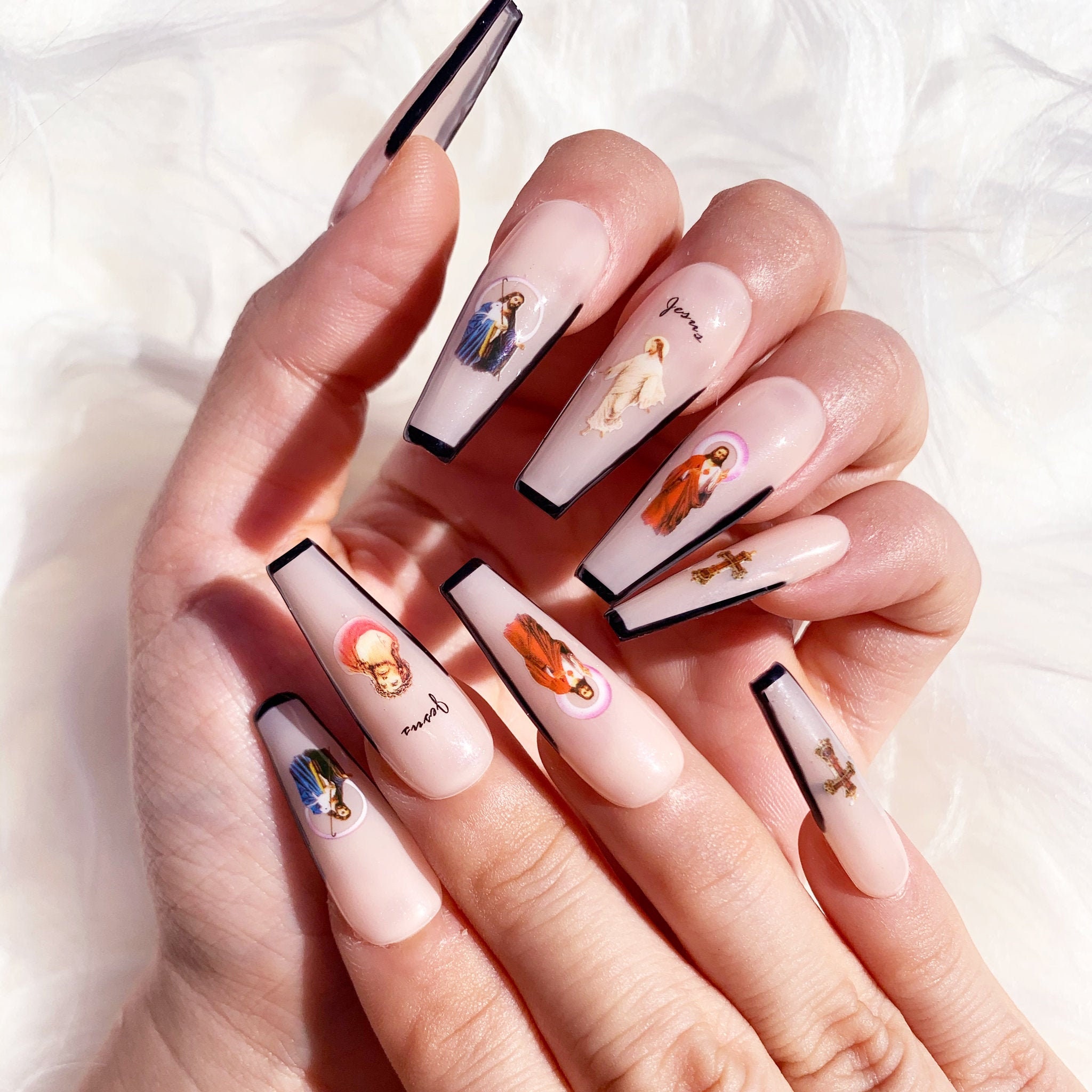 Jesus Christ Press on Nails Custom Made Nails Fake Nails Etsy