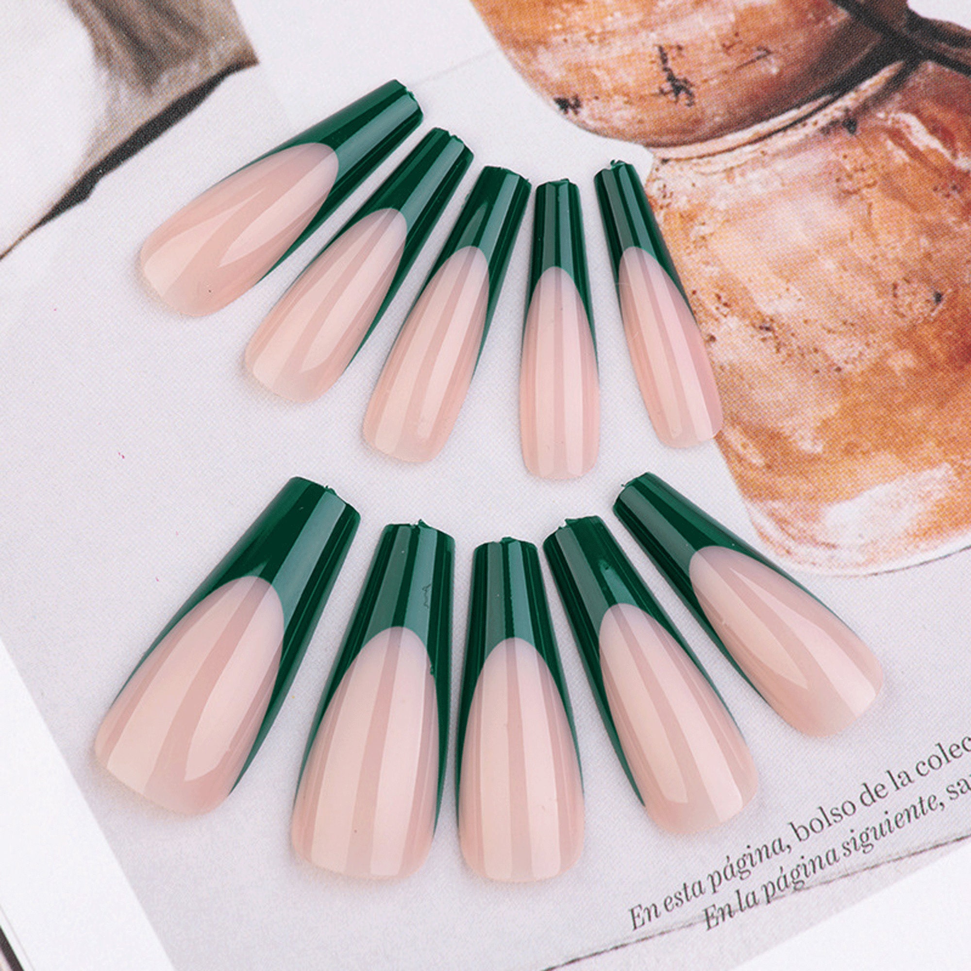 Forest Green French Press on Nails French Nails 20 PCS - Etsy