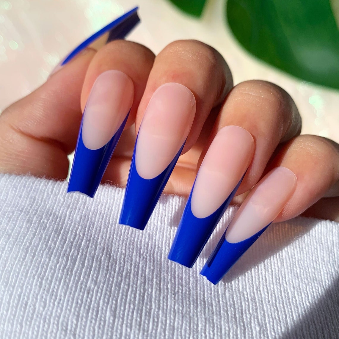 Royal Blue French Press on Nails French Coffin Nails 20 - Etsy