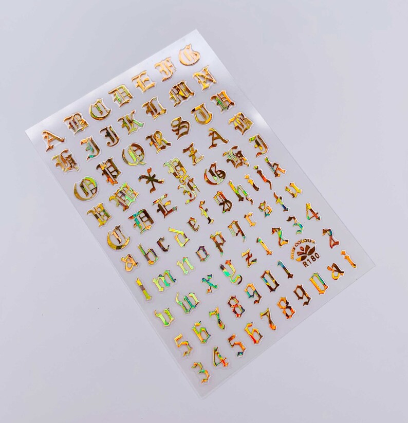 Old English Nail Stickers Letters for Nails Alphabet Nail Etsy