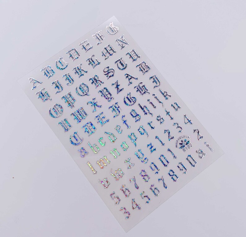 Old English Nail Stickers Letters for Nails Alphabet Nail Etsy