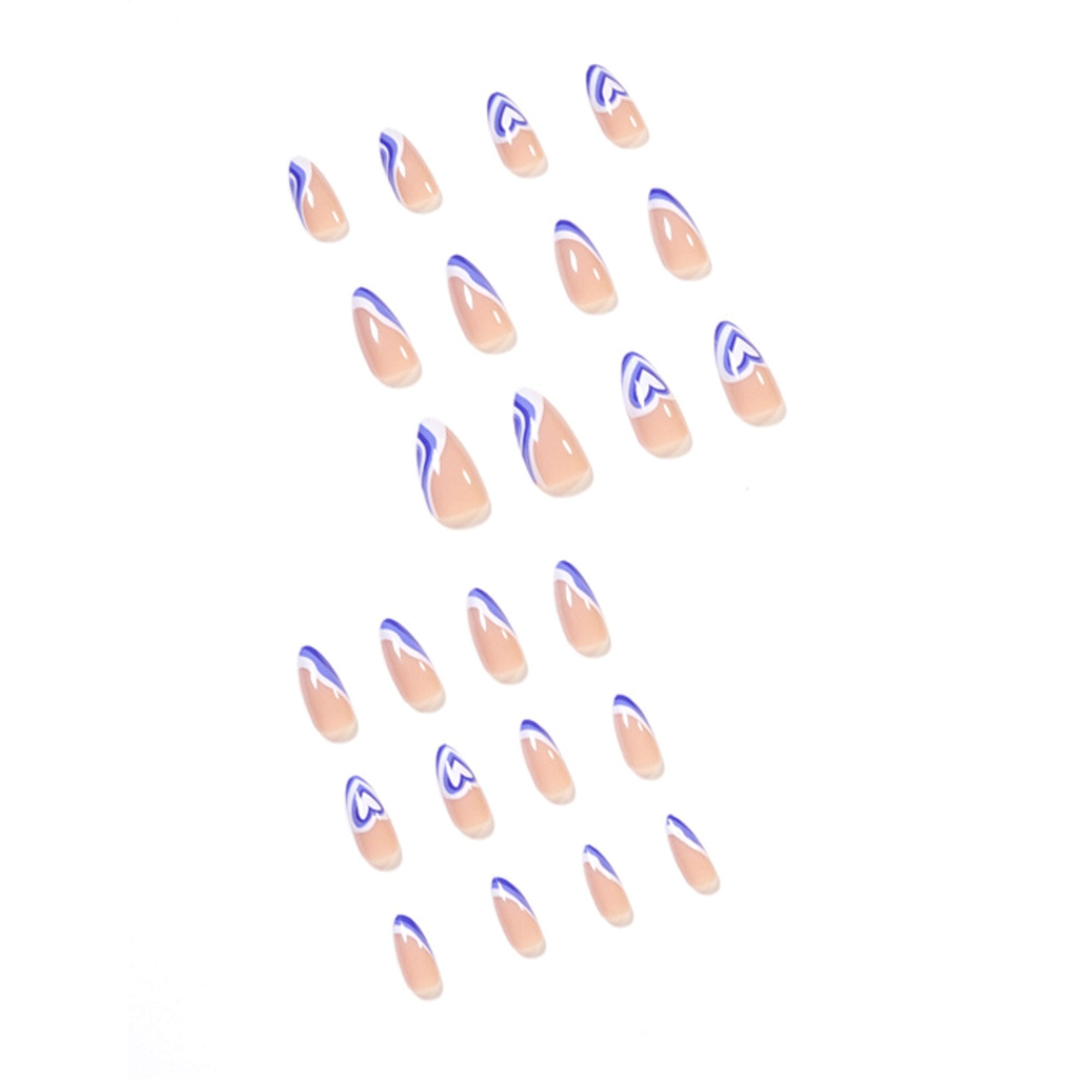 24 Pcs Purple Heart Wave Almond Nails Press on Press on - Etsy