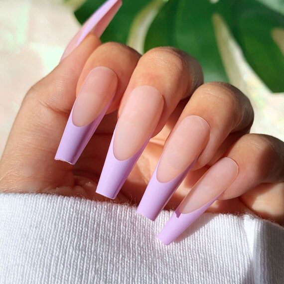 Pastel Purple French Press on Nails French Nails 20 PCS Etsy
