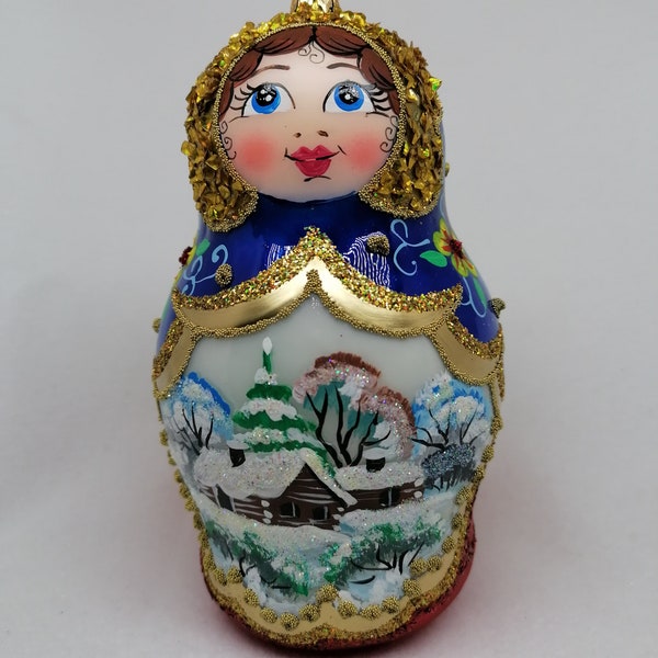 Matryoshka. Glass bauble. Russian plantain