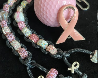 Golf Stroke Counter - Pink Ribbon - Golf Accessory, Golf Jewelry, Golf Gift, Bead Counter