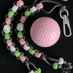 Golf Stroke Counter - Pink & Green Preppy - Golf Accessory, Golf Jewelry, Golf Gift, Bead Counter