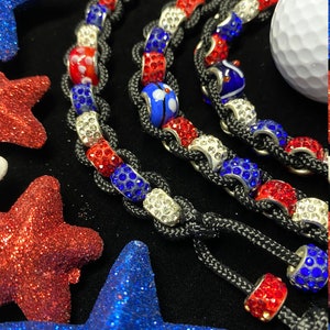 Golf Stroke Counter - Red, White & Blue - Golf Accessory, Golf Jewelry, Golf Gift, Bead Counter