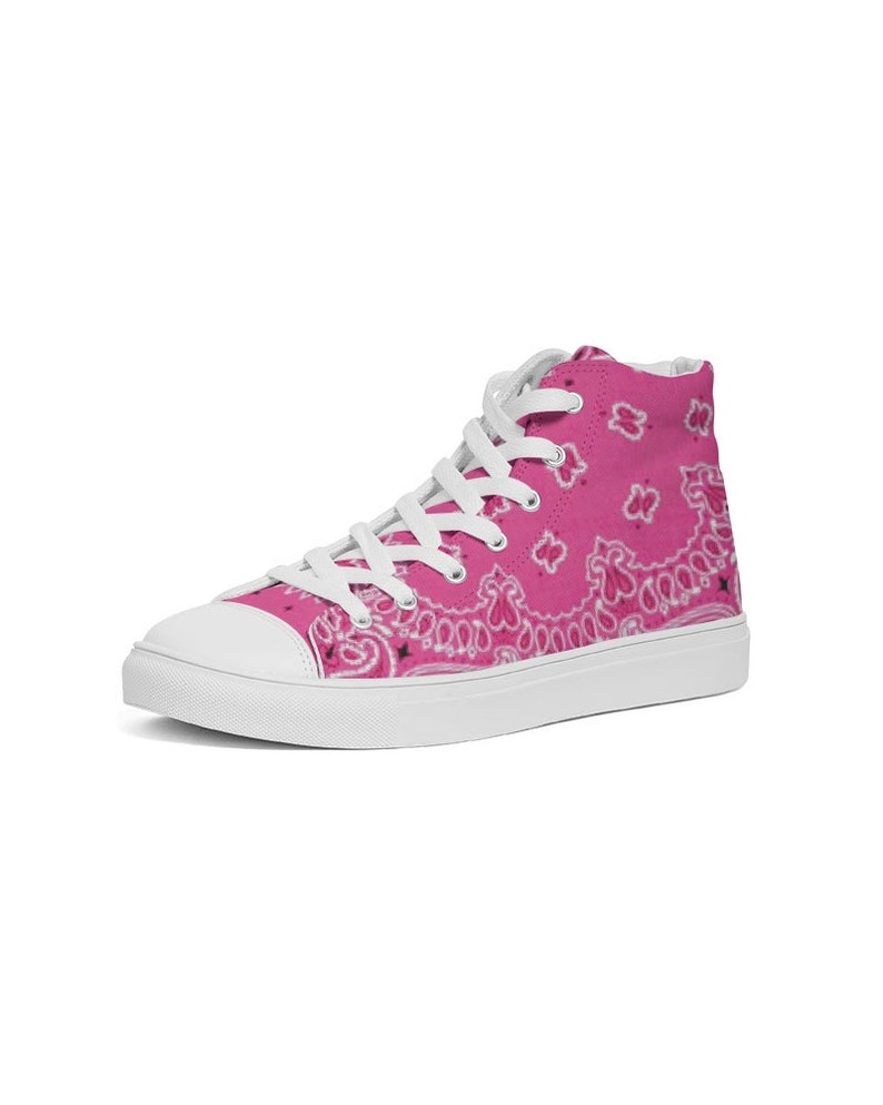 Women/'s Hightop Canvas Shoe Short Tempered Bandana pattern lush pink print