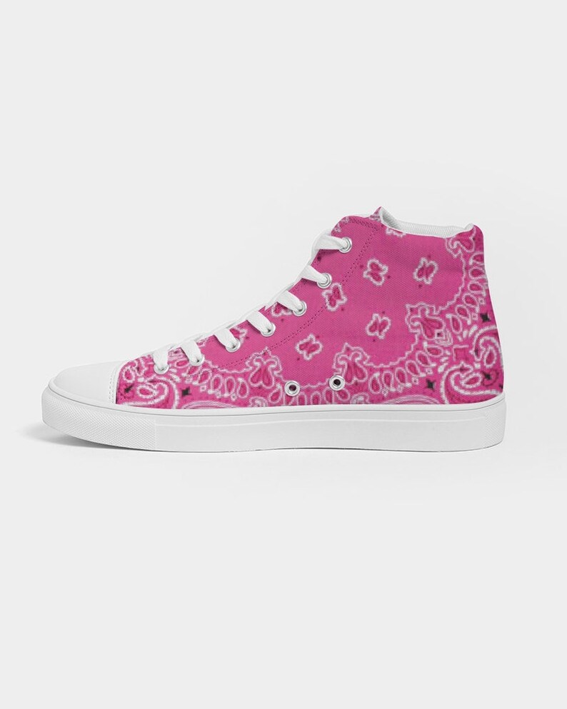 Women/'s Hightop Canvas Shoe Short Tempered Bandana pattern lush pink print