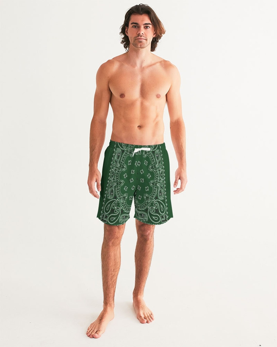 Men's Swim Trunk Short Tempered green bandana Etsy