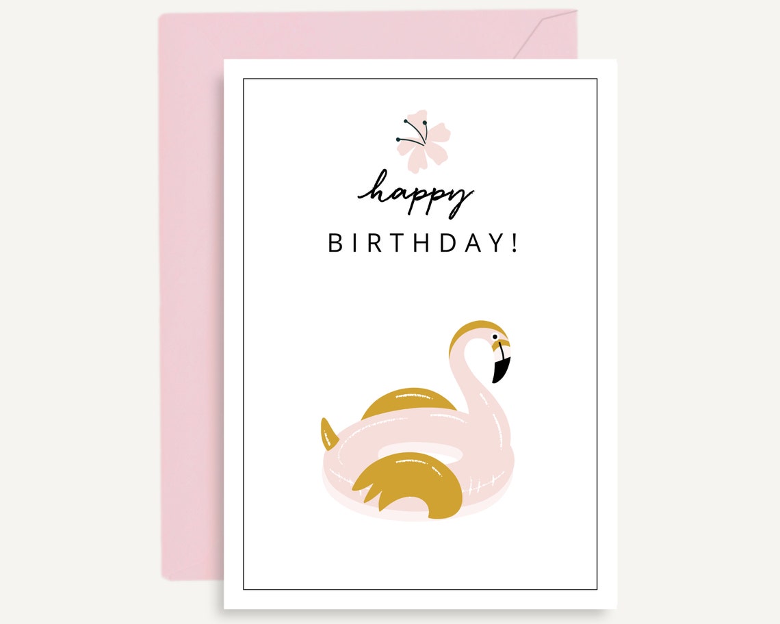 Printable Birthday Card Flamingo Design 4x6 and 5x7 Sizes - Etsy