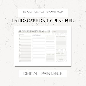Daily Productivity Planner, Digital Printable Planner, Desk Planner, Instant Download, Work Personal Planner, Undated, Minimalist | Size: A4