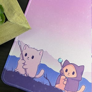 Feline Fellowship TCG Playmat / Desk Mat (24″x14″) w Drawstring Bag for Trading Card Games - Compatible with Magic: The Gathering (MTG)