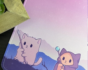 Feline Fellowship TCG Playmat / Desk Mat (24″x14″) w Drawstring Bag for Trading Card Games - Compatible with Magic: The Gathering (MTG)