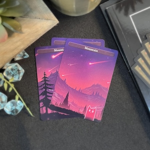 Mountain Basic Land Proxy 3-Pack | Custom Art Proxies - Compatible with Magic: The Gathering (MTG) - Commander / EDH - Mana Cats Card Tokens