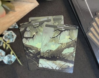 Swamp Basic Land MTG Proxy 3-Pack | Custom Art Proxies - Compatible with Magic: The Gathering (MTG) - Commander/EDH - Mana Cats Card Tokens