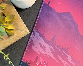 Mountain Cats TCG Playmat / Desk Mat (24″x14″) w Drawstring Bag for Trading Card Games - Compatible with Magic: The Gathering (MTG), Pokemon