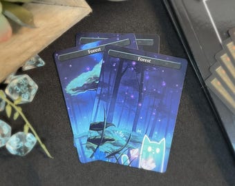 Forest Basic Land Proxy 3-Pack | Custom Art Proxies - Compatible with Magic: The Gathering (MTG) - Commander / EDH - Mana Cats Card Tokens