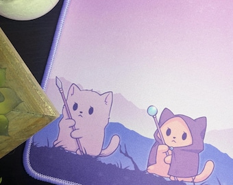 Feline Fellowship MTG Playmat / Desk Mat (24″x14″) w Drawstring Bag for Trading Card Games (TCG) - Compatible with Magic: The Gathering