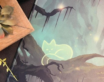 Swamp Cat Spirits MTG Playmat / Desk Mat (24″ x 14″) w Drawstring Bag for Trading Card Games (TCG) - Magic: The Gathering, Pokemon, Lorcana