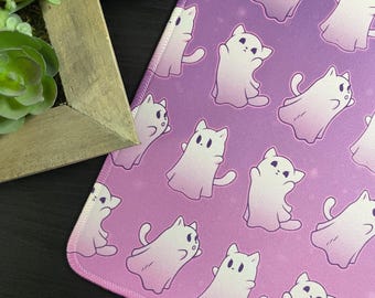 Phantom Floofs TCG Playmat / Desk Mat (24″x14″) w Drawstring Bag for Trading Card Games - Compatible with Magic: The Gathering (MTG) Pokemon