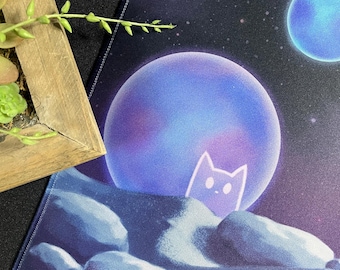 Wastes Cats TCG Playmat / Desk Mat (24″x14″) w Drawstring Bag for Trading Card Games - Compatible with Magic: The Gathering (MTG), Pokemon