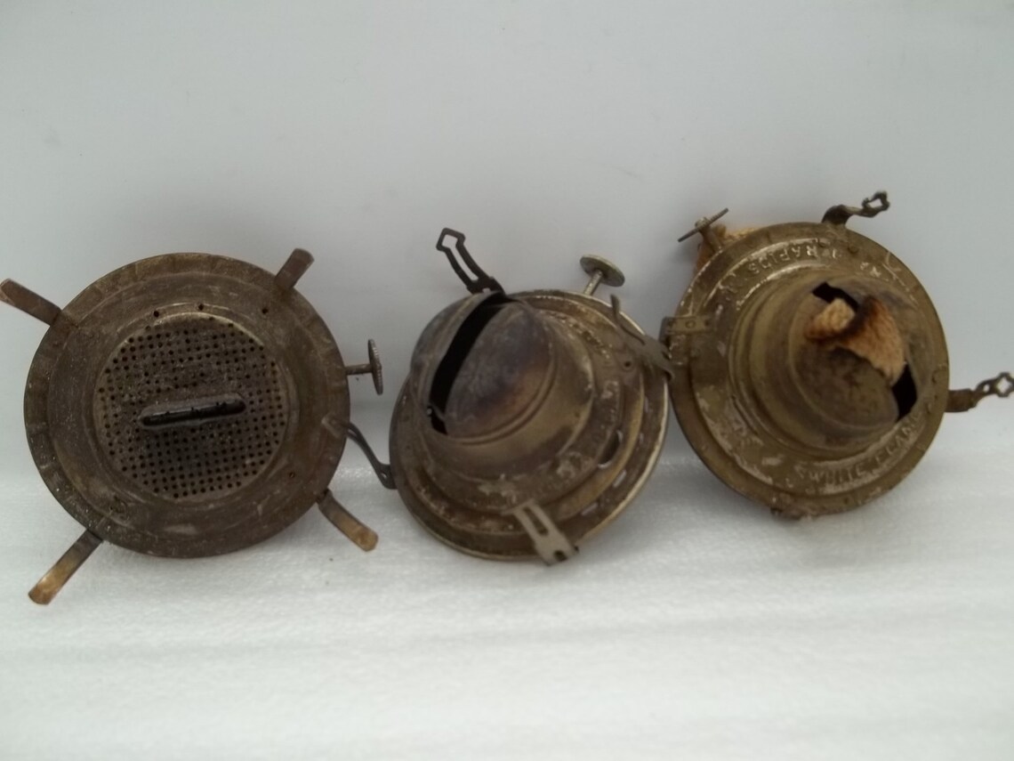 Mix Lot Of 12 Pieces Of Vintage Oil Lamp Burner Parts Wick Etsy