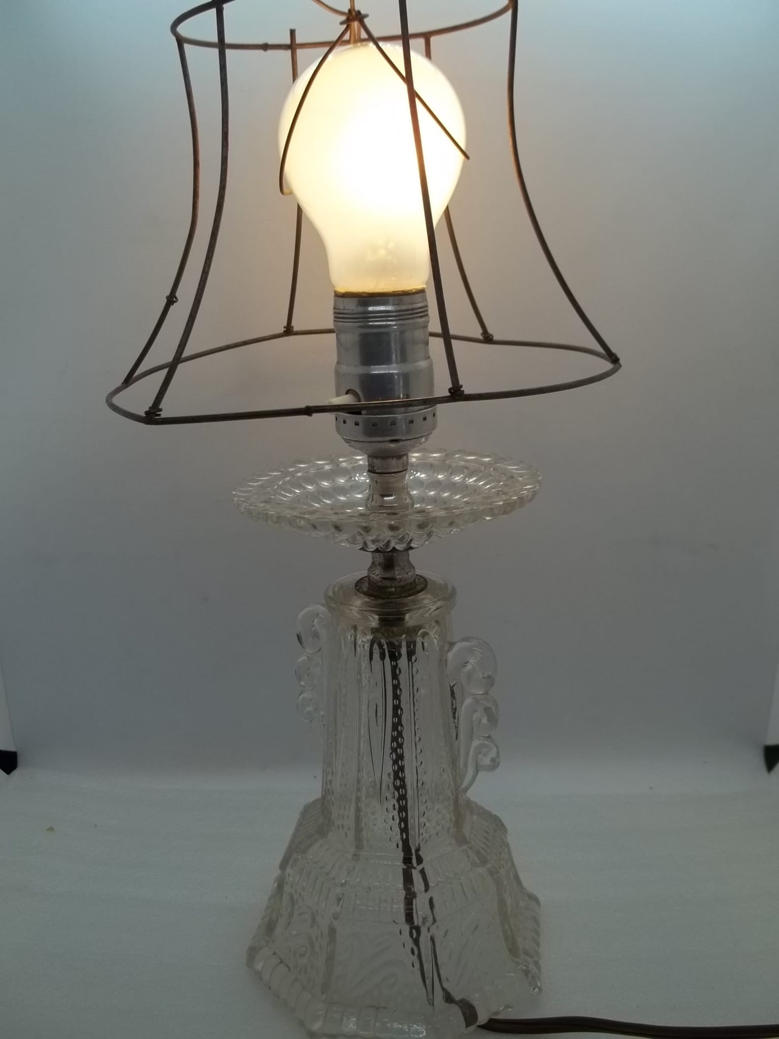 Vintage Small Glass Lamp & Lamp Shade Frame Etsy
