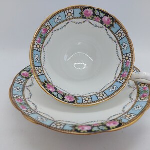 Vintage Aynsley Tea Cup & Saucer, Pink Roses, Gold Trim