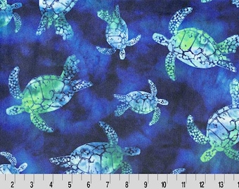 Shannon Fabrics Digital Cuddle Bliss Batik Turtles Green Sea Minky Fabric