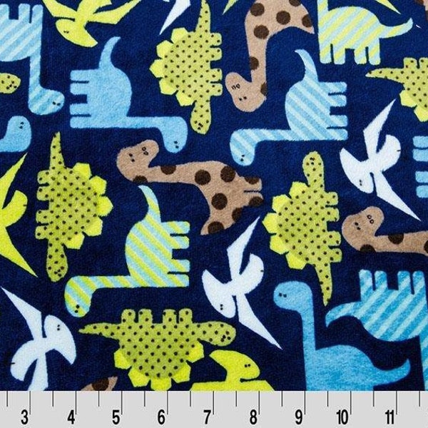 Shannon Fabrics RKC Dino Zoo Cuddle Midnight Minky Fabric