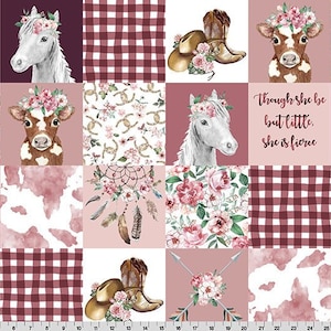 Shannon Fabrics Cowgirl Digital Cuddle Rosewater Minky Fabric
