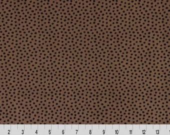 May include: Brown fabric with a repeating pattern of small black dots.