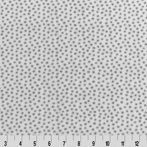 May include: White fabric with a subtle gray polka dot pattern. The dots are small and evenly spaced.