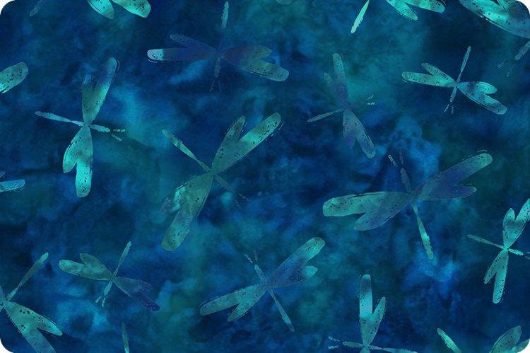 Shannon Fabrics Digital Cuddle Bliss Batik Dragonfly Midnight Minky Fabric