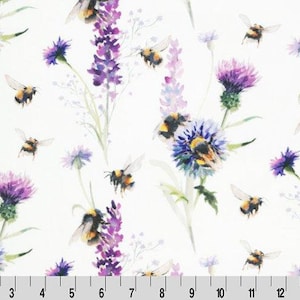 Shannon Fabrics Bee Garden Digital Cuddle Amethyst Minky Fabric