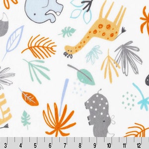 Shannon Fabrics Jungle Friends Dusty Blue Digital Cuddle Minky Fabric