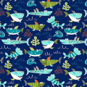 Shannon Fabrics Sharkies Digital Cuddle Sea Minky Fabric