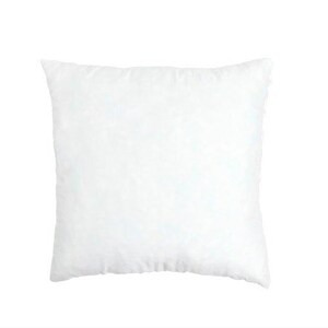 May include: A square, white pillow with a soft, textured surface. The pillow is filled and has a slightly rounded shape, perfect for home decor or bedding. The pillow is shown against a white background.