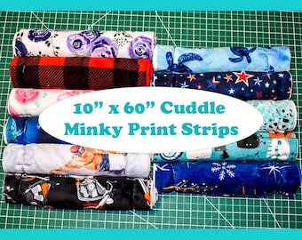 Shannon Fabrics 10&quot; x 60&quot; Cuddle Minky Print Fabric Strips