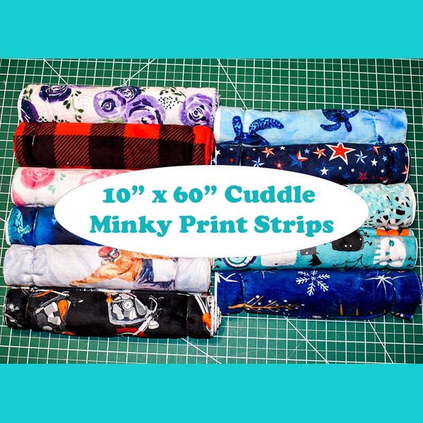 Shannon Fabrics 10" x 60" Cuddle Minky Print Fabric Strips