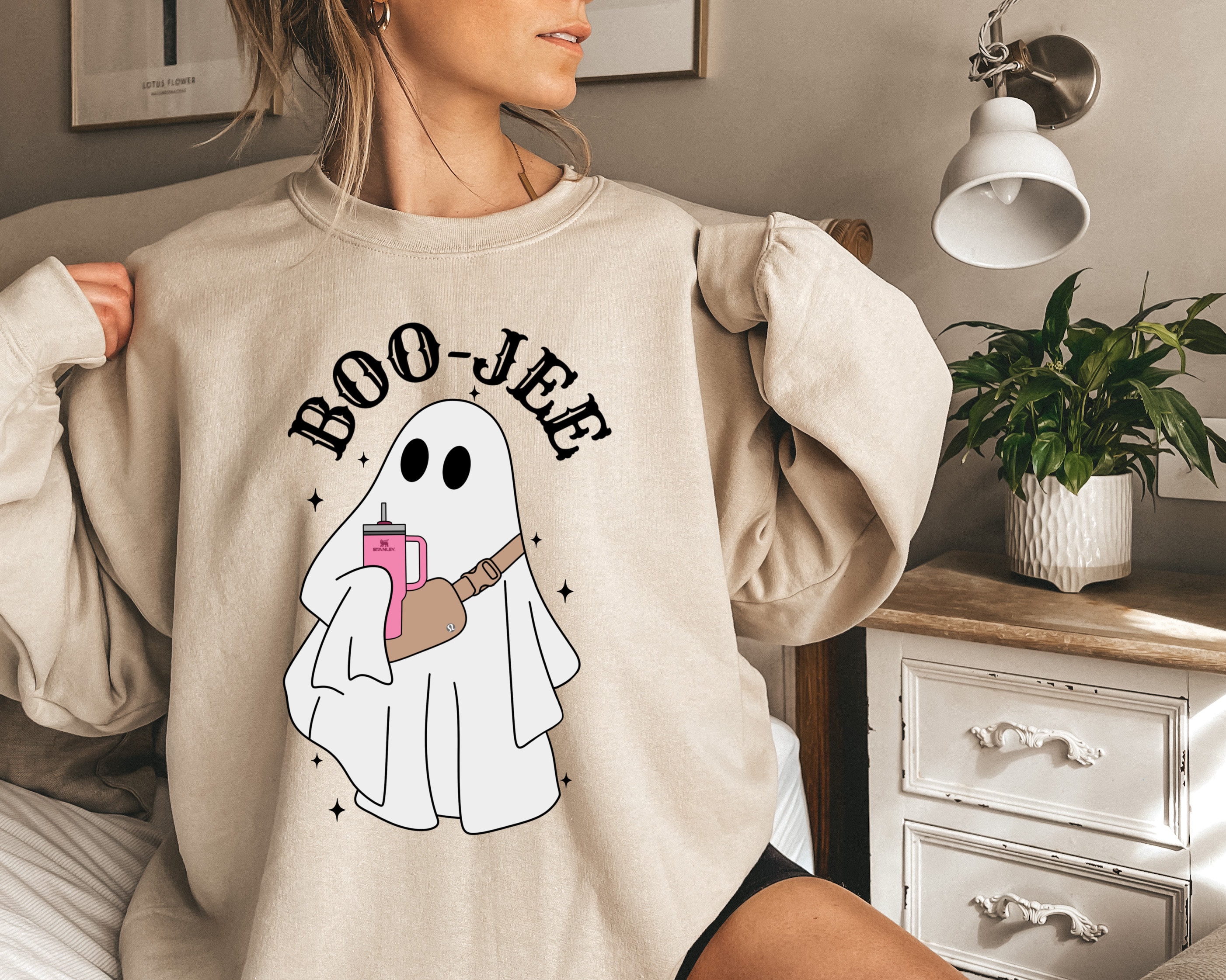 Cute Ghost Boo Jee Bougie Preppy Halloween Sweatshirt Sweater 