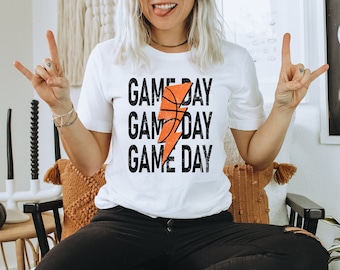 Gameday Basketball Lightning Leopard Bolt Shirt, Basketball Mom Shirt, Basketball shirt for Women, Gameday Shirt, Basketball Tee, Gameday