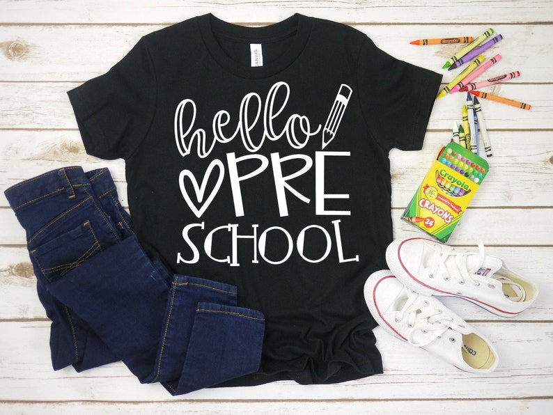 Hello Preschool Shirt First Day of School Shirt Back to image 0